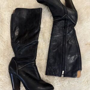 Beautiful Frye heeled boots with silver accent